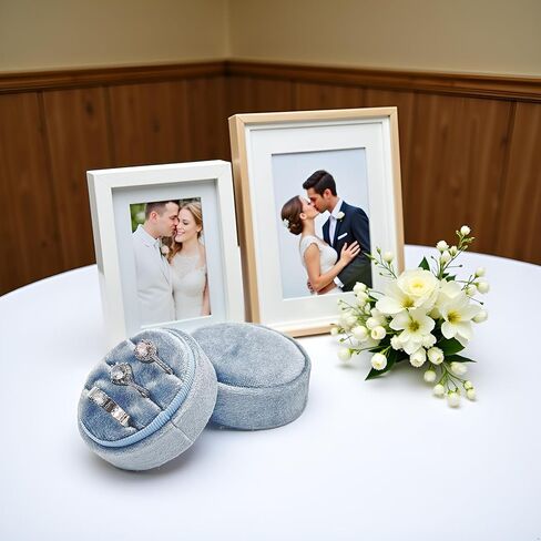 صندوق خاتم الزفاف المخملي - صناديق خاتم الخطوبة المثمنة ذات 3 فتحات مع غطاء مفصلي لاقتراح خطوبة الزفاف، صندوق خاتم الاقتراح-PRB009-بيج-3 فتحات in Kuwait