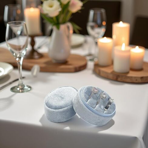 صندوق خاتم الزفاف المخملي - صناديق خاتم الخطوبة المثمنة ذات 3 فتحات مع غطاء مفصلي لاقتراح خطوبة الزفاف، صندوق خاتم الاقتراح-PRB009-بيج-3 فتحات in Kuwait