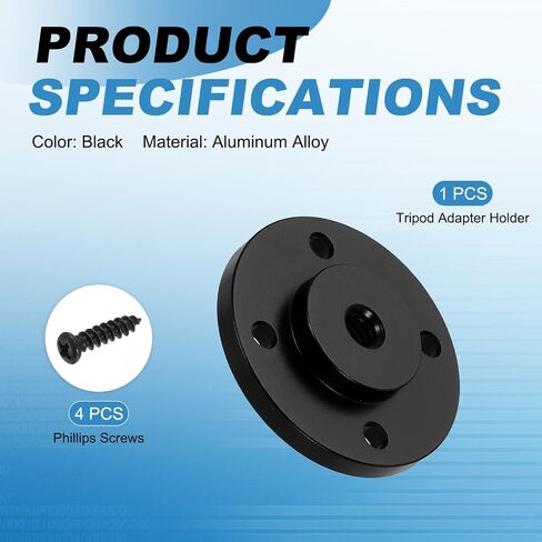 PATIKIL 1/4" Thread Tripod Adapter Holder 20mm Dia, Aluminum Alloy Flange Wall Mount Tripod Mount Plate with Screw for Magic Arm Monitor Light Flash DSLR Camera in Saudi Arabia