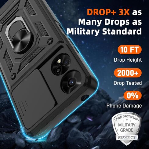 ATUMP for TCL 50 XE 5G/ TCL 50 XE Nxtpaper 5G Case with [2 Pcs] HD Screen Protector, Heavy Duty Shockproof with 360° Rotation Kickstand [Military Grade] Protective Case for TCL 50 XE 5G, Black in Saudi Arabia