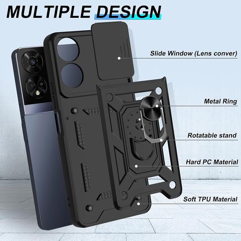 ATUMP for TCL 50 XE 5G/ TCL 50 XE Nxtpaper 5G Case with [2 Pcs] HD Screen Protector, Heavy Duty Shockproof with 360° Rotation Kickstand [Military Grade] Protective Case for TCL 50 XE 5G, Black in Saudi Arabia