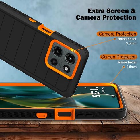 حافظة لهاتف Motorola Moto G 5G 2025 مع عبوتين من واقي الشاشة الزجاجي المقوى، [سلسلة الحافظة] حافظة هاتف واقية مقاومة للصدمات بدرجة عسكرية (أسود/برتقالي) in Kuwait