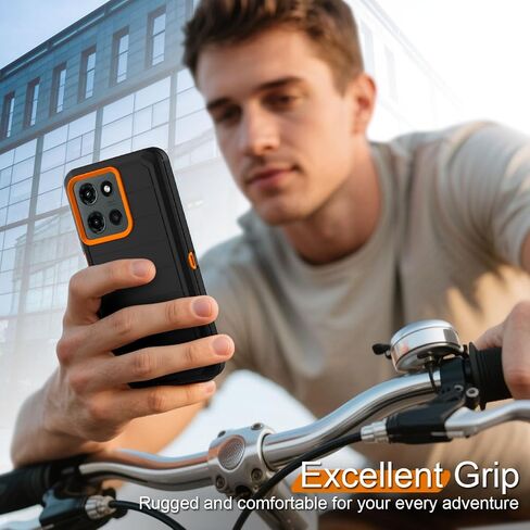 حافظة لهاتف Motorola Moto G 5G 2025 مع عبوتين من واقي الشاشة الزجاجي المقوى، [سلسلة الحافظة] حافظة هاتف واقية مقاومة للصدمات بدرجة عسكرية (أسود/برتقالي) in Kuwait