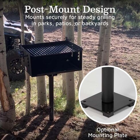 Ash & Ember 384 Sq. In Park-Style Charcoal Grill, Single Post Barbeque Grill, Adjustable Grate Height with Spring Handles, Outdoor Camping & Backyard BBQ Cookout in Saudi Arabia