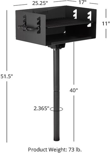 Ash & Ember 384 Sq. In Park-Style Charcoal Grill, Single Post Barbeque Grill, Adjustable Grate Height with Spring Handles, Outdoor Camping & Backyard BBQ Cookout in Saudi Arabia