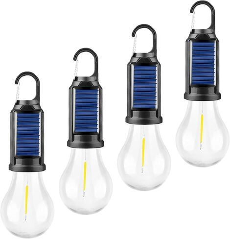 أضواء خيمة شمسية MODOAO فانوس تخييم LED قابل لإعادة الشحن USB، مصابيح إضاءة معلقة في الهواء الطلق مع خطاف مشبك للتخييم، عيد الميلاد، الزينة، الطوارئ، مصباح يدوي (قطعة واحدة) (4) in Kuwait