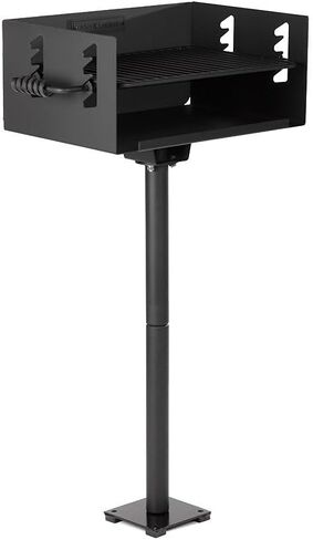 Ash & Ember 384 Sq. In Park-Style Charcoal Grill, Single Post Barbeque Grill, Adjustable Grate Height with Spring Handles, Outdoor Camping & Backyard BBQ Cookout in Kuwait