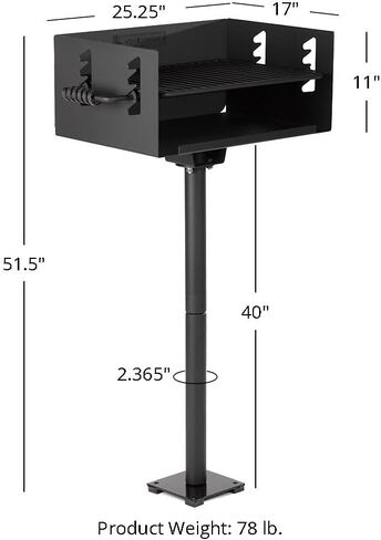 Ash & Ember 384 Sq. In Park-Style Charcoal Grill, Single Post Barbeque Grill, Adjustable Grate Height with Spring Handles, Outdoor Camping & Backyard BBQ Cookout in Kuwait