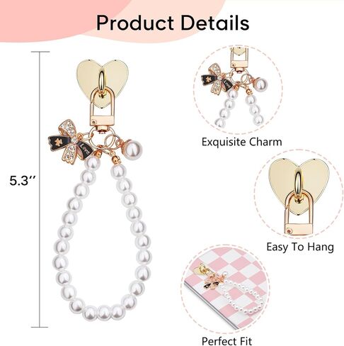 sunla Charm Chains for Kindle, Cute E-reader Phone Charm Bracelets Accessories Gift for Reader Booklovers Women for Kindle/Phone/Camera/Bag Decor in Kuwait