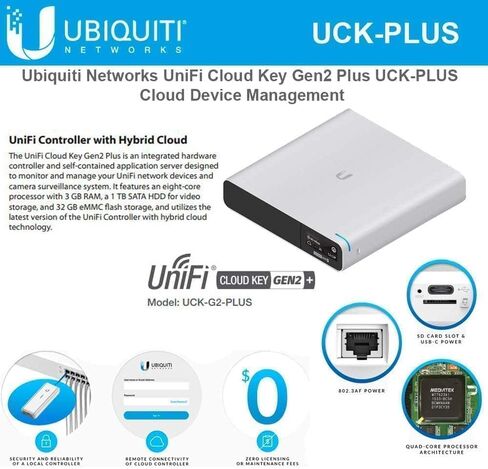 Ubiquiti UniFi Cloud Key Gen2 Plus (UCK-G2-PLUS)، نطاق فردي ومزدوج in Saudi Arabia