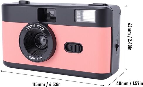 PUSOKEI 35mm Film Camera, Retro Vintage Camera with 28mm F8 Lens 1 120s Shutter Speed, Built in Flash and 27 Color Films, for Photography Enthusiasts (Black Roseate) in Kuwait