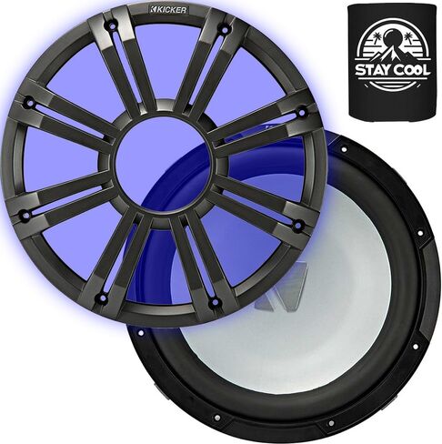 KICKER Subwoofer and Grille Package of 2 Items 12" Marine Subwoofer (2-ohm) with LED Charcoal Grille 45KM122+45KMG12C in Saudi Arabia