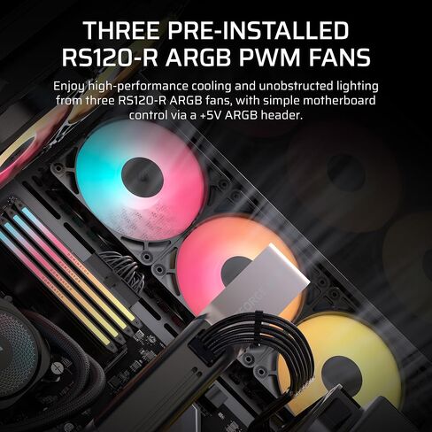 CORSAIR 3500X RS-R ARGB Mid-Tower PC Case – 3X Pre-Installed RS120-R ARGB Fans, GPU Anti-Sag Arm, Fits up to 10x 120mm Fans, Reverse Connection Motherboard Compatible – Black in Saudi Arabia