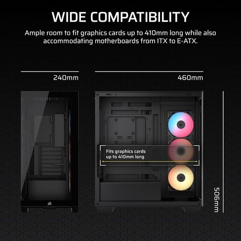 CORSAIR 3500X RS-R ARGB Mid-Tower PC Case – 3X Pre-Installed RS120-R ARGB Fans, GPU Anti-Sag Arm, Fits up to 10x 120mm Fans, Reverse Connection Motherboard Compatible – Black in Saudi Arabia