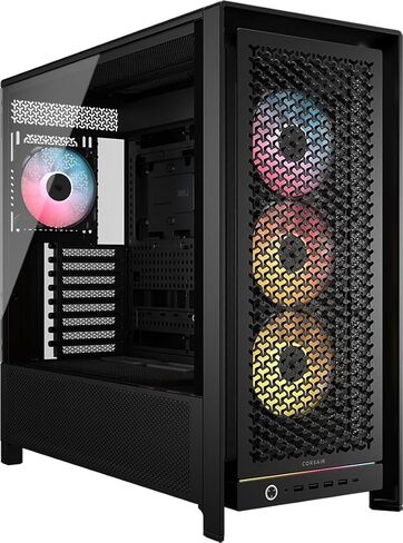 هيكل CORSAIR Frame 5000D RS ARGB Modular High Airflow Mid-Tower PC Case – 4X مراوح RS ARGB المثبتة مسبقًا، نظام تركيب المروحة InfiniRail™، ASUS BTF، MSI Project Zero، Gigabyte Project Stealth – أسود in Saudi Arabia