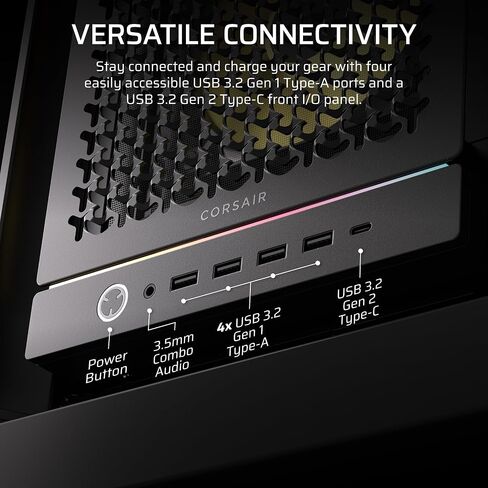 هيكل CORSAIR Frame 5000D RS ARGB Modular High Airflow Mid-Tower PC Case – 4X مراوح RS ARGB المثبتة مسبقًا، نظام تركيب المروحة InfiniRail™، ASUS BTF، MSI Project Zero، Gigabyte Project Stealth – أسود in Saudi Arabia