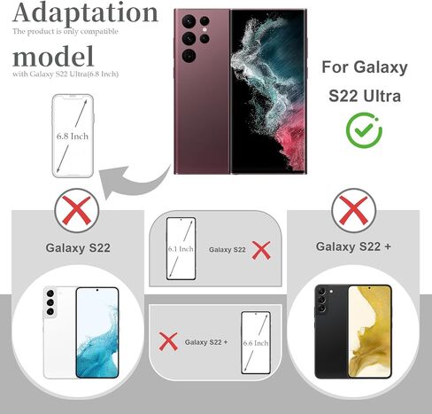 بديل الزجاج الخلفي لهاتف Samsung Galaxy S22 Ultra (6.8 بوصة، عنابي) مع حلقة مرحلة معدنية وأدوات التغيير in Kuwait