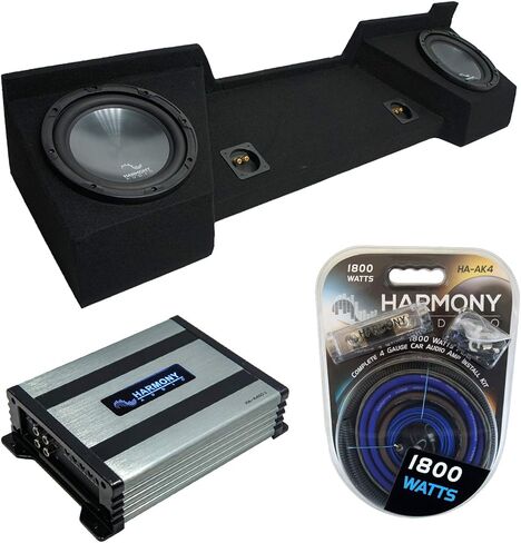 Harmony Audio R124 Dual 12" Sub Box Bundle with HA-A400.1 Amp Compatible with Chevy Silverado 2007 2008 2009 2010 2011 2012 2013 in Saudi Arabia