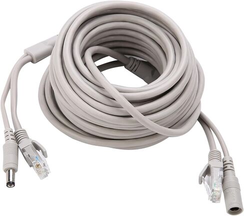 Brrnoo RJ45+DC Ethernet CCTV Cable Cat 5 Power Extension for IP Cameras NVR System (15M) in Kuwait