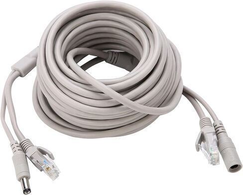 Brrnoo RJ45+DC Ethernet CCTV Cable Cat 5 Power Extension for IP Cameras NVR System (15M) in Kuwait