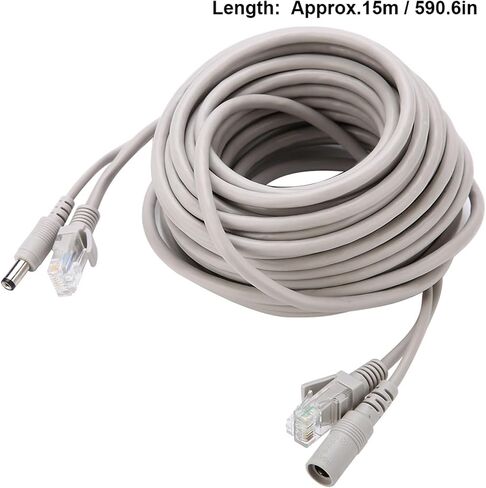Brrnoo RJ45+DC Ethernet CCTV Cable Cat 5 Power Extension for IP Cameras NVR System (15M) in Kuwait