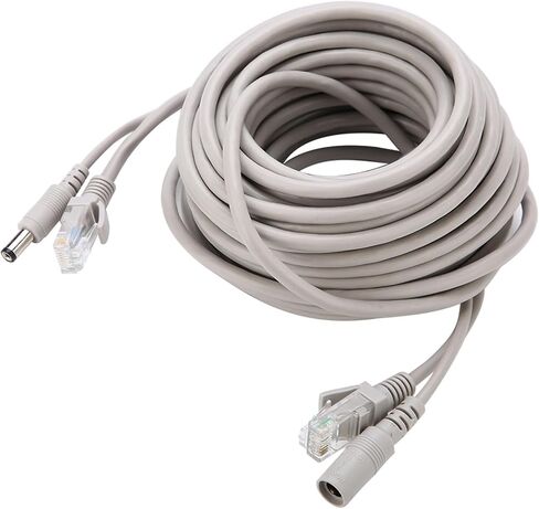 Brrnoo RJ45+DC Ethernet CCTV Cable Cat 5 Power Extension for IP Cameras NVR System (15M) in Kuwait
