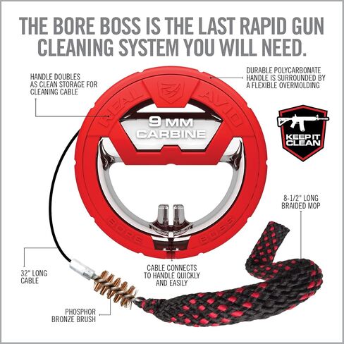 Real Avid Bore Boss Gun Cleaning System - Rapid Pull Through Barrel & Bore Cleaning Cable with Integrated Brush & Mop - Choose Style Below in Saudi Arabia