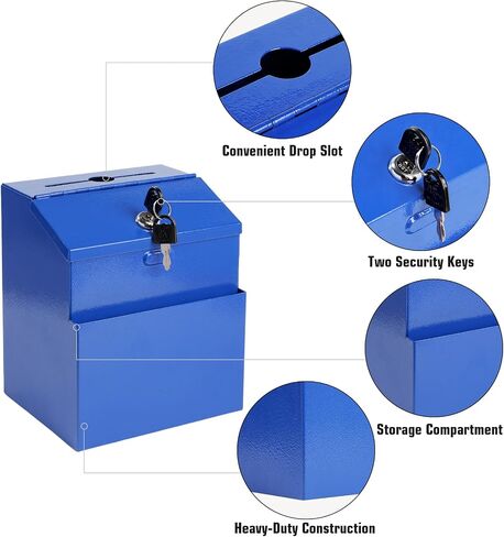 Suggestion Box with Slot and Lock Wall Mounted Key Drop Box Ballot Box with Slot Donation Box with Lock Steel in Kuwait