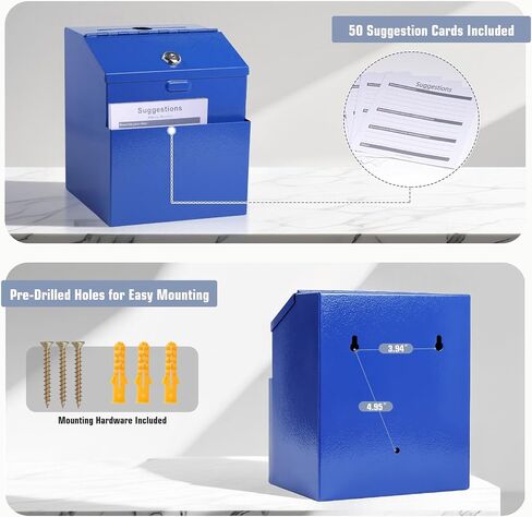 Suggestion Box with Slot and Lock Wall Mounted Key Drop Box Ballot Box with Slot Donation Box with Lock Steel in Kuwait