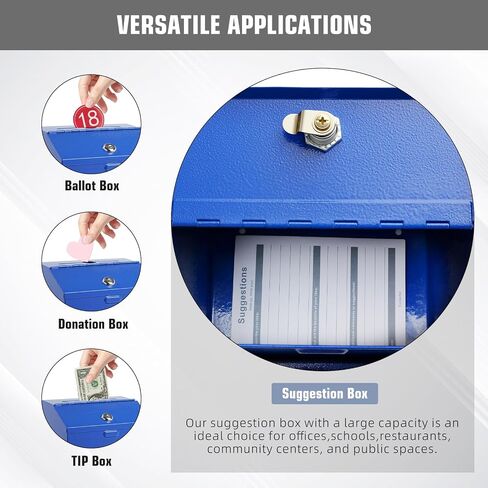 Suggestion Box with Slot and Lock Wall Mounted Key Drop Box Ballot Box with Slot Donation Box with Lock Steel in Kuwait