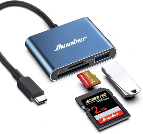 Hicober USB C إلى SD، قارئ بطاقة ذاكرة Micro SD، محول قارئ بطاقات من النوع C إلى SD سعة 2 تيرابايت لكاميرا MacBook Android Windows Linux وأجهزة أخرى من النوع C - رمادي فضائي in Kuwait