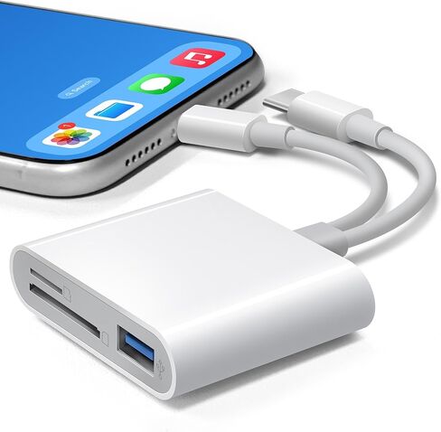 SD Card Reader for iPhone iPad, USB-C & Lightening Dual Port Memory Card Reader, USB 3.0 High-Speed Transfer, No App or Driver Required, Camera Adapter Supports SD/Micro SD/SDHC/SDXC/MMC in Saudi Arabia