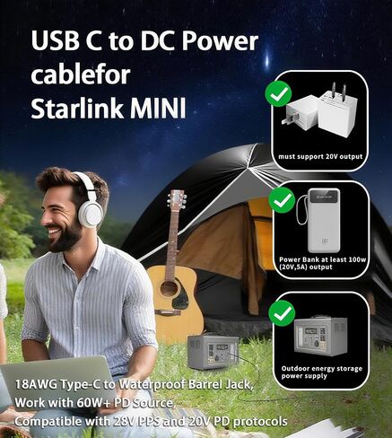 3 في 1 شاحن سيارة Starlink Mini Cable 10FT، Starlink Mini Car Charger DC كابل الطاقة + محول ولاعة السجائر 12V-48V مع شاشة رقمية، متين USB C PD 36W/USB A 18W منافذ للسيارات والشاحنات in Saudi Arabia
