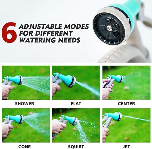 50FT Retractable Garden Hose Reel, Lightweight & Portable Hose Reel with 6 Patterns Spray Nozzle, Suitable for US Standard Hose Connection in Saudi Arabia