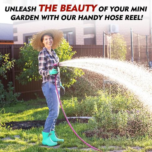 50FT Retractable Garden Hose Reel, Lightweight & Portable Hose Reel with 6 Patterns Spray Nozzle, Suitable for US Standard Hose Connection in Saudi Arabia