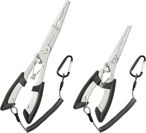 2PCS Stainless Steel Fishing Pliers with Lanyard, HIA Needle Nose Pliers Fishing Hook Remover, Great for Saltwater and Freshwater in Saudi Arabia