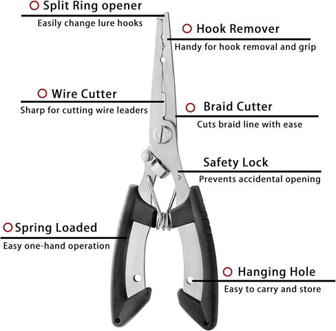 2PCS Stainless Steel Fishing Pliers with Lanyard, HIA Needle Nose Pliers Fishing Hook Remover, Great for Saltwater and Freshwater in Saudi Arabia
