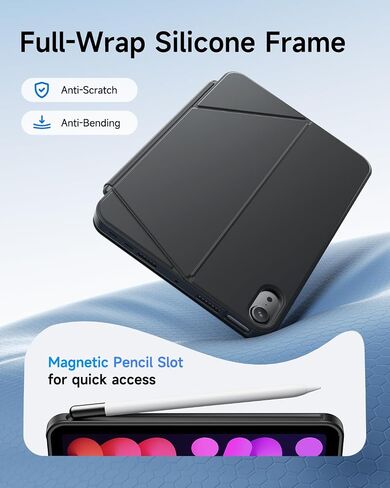 حافظة لوحة مفاتيح HOU لجهاز iPad mini 7/6، حامل قابل للتعديل بزاوية 156 درجة، حافظة حماية كاملة قابلة للفصل لجهاز iPad mini 7/6، 11 مفتاح اختصار، 7 ألوان خلفية، بولي يوريثان سيليكون، متعدد الوظائف، بلوتوث in Kuwait