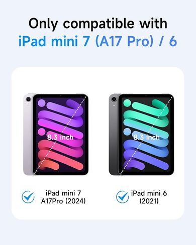 حافظة لوحة مفاتيح HOU لجهاز iPad mini 7/6، حامل قابل للتعديل بزاوية 156 درجة، حافظة حماية كاملة قابلة للفصل لجهاز iPad mini 7/6، 11 مفتاح اختصار، 7 ألوان خلفية، بولي يوريثان سيليكون، متعدد الوظائف، بلوتوث in Kuwait