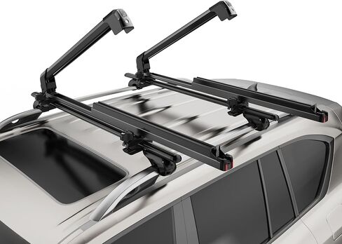 Universal Ski and Snowboard Roof Rack Carrier - Fits 6 Pairs of Skis or 4 Snowboards, Lockable for Secure Transport, Fits Most Factory and Aftermarket Roof Rack Cross Bars in Saudi Arabia