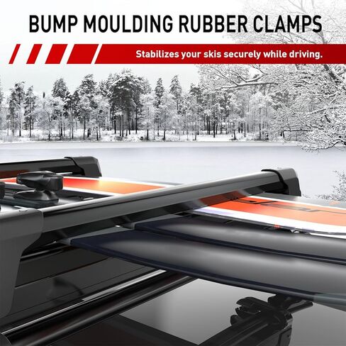 Universal Ski and Snowboard Roof Rack Carrier - Fits 6 Pairs of Skis or 4 Snowboards, Lockable for Secure Transport, Fits Most Factory and Aftermarket Roof Rack Cross Bars in Saudi Arabia