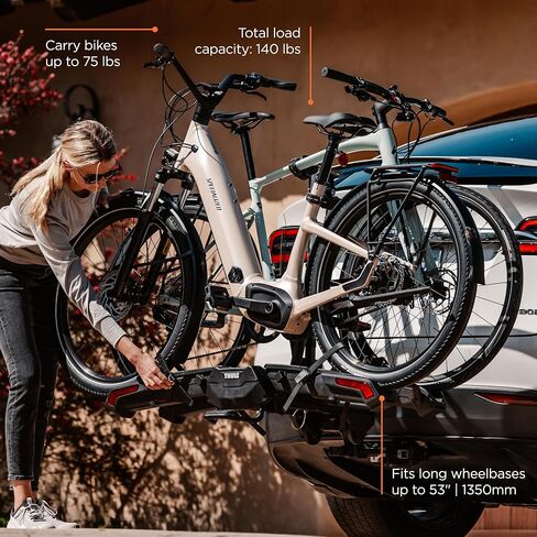 Thule Epos 3 Bike Rack with Lights & License Plate Holder- E-Bike Compatible- 75lb (150lb Total) Capacity- Fits 2" Hitch in Saudi Arabia