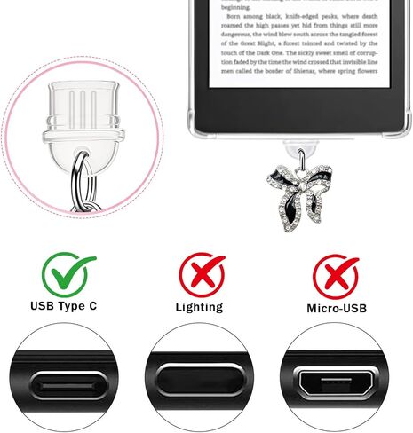 مجموعة سحر لطيفة لجهاز Kindle، بما في ذلك قابس الغبار من النوع C/USB C، وحامل قبضة النجمة، وسلاسل مفاتيح لامعة مع خطاف، وحليات متوافقة مع Kindle/القارئ الإلكتروني/الهاتف in Kuwait