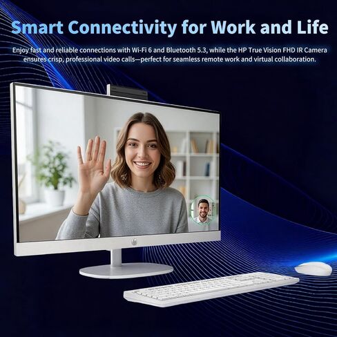 كمبيوتر مكتبي HP 27 الكل في واحد بشاشة تعمل باللمس، ذاكرة وصول عشوائي DDR5 سعة 32 جيجابايت، محرك أقراص SSD سعة 1 تيرابايت، Intel 12 Core Ultra 7 155U، شاشة لمس FHD IPS، لوحة مفاتيح وماوس لاسلكي، Win 11 Pro، كاميرا 1080 بكسل، مع ملحقات in Kuwait