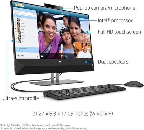 HP 2024 24-CB100 All-in-One Desktop 23.8" FHD IPS Touch 6-Core Intel Core i3-1215U Intel UHD Graphics 8GB DDR4 256GB NVMe SSD, Webcam Keyboard, Mouse Windows 11 Home (Renewed) in Kuwait