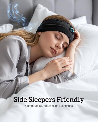 سماعات رأس بيريتونج سليب بلوتوث 5.4، سماعات رأس لاسلكية للنوم مع مكبرات صوت ستيريو عالية الدقة رفيعة للغاية للنوم الجانبي، عصابة رأس رياضية ناعمة ومقاومة للعرق لتمارين اليوغا والسفر in Kuwait