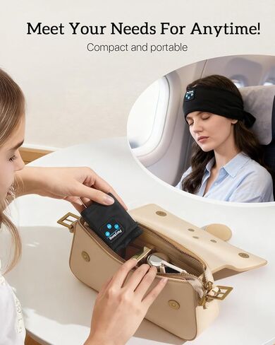 سماعات رأس بيريتونج سليب بلوتوث 5.4، سماعات رأس لاسلكية للنوم مع مكبرات صوت ستيريو عالية الدقة رفيعة للغاية للنوم الجانبي، عصابة رأس رياضية ناعمة ومقاومة للعرق لتمارين اليوغا والسفر in Kuwait