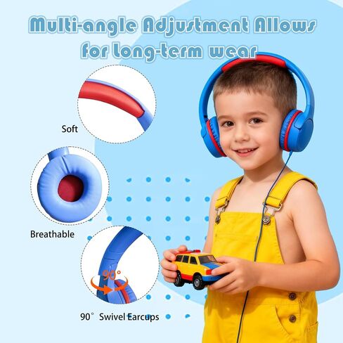 Children's Headphones with Microphone, Foldable 3.5mm Jack, USB-C Jack, Adjustable 85db/94db Volume, Suitable for Mobile Phones,Computers,Tablets,School,Airplanes,Travel (Pink) in Saudi Arabia