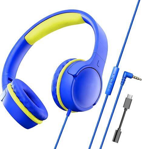سماعات رأس للأطفال مع ميكروفون، مقبس 3.5 مم قابل للطي، مقبس USB-C، حجم قابل للتعديل 85 ديسيبل/94 ديسيبل، مناسبة للهواتف المحمولة وأجهزة الكمبيوتر والأجهزة اللوحية والمدرسة والطائرات والسفر (وردي) in Kuwait