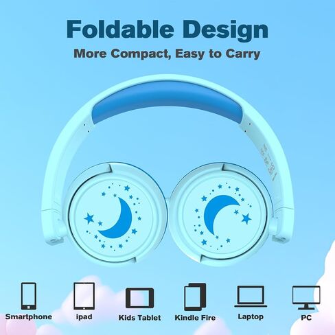 K6 Kids Headphones for School, 85/94dB Volume Limit Wired Headphones for Kids,3.5mm Jack Foldable Stereo Sound Toddler Headset with Mic, Head Phones for Smartphones/iPad/Tablet/Plane/Travel (Pink) in Saudi Arabia